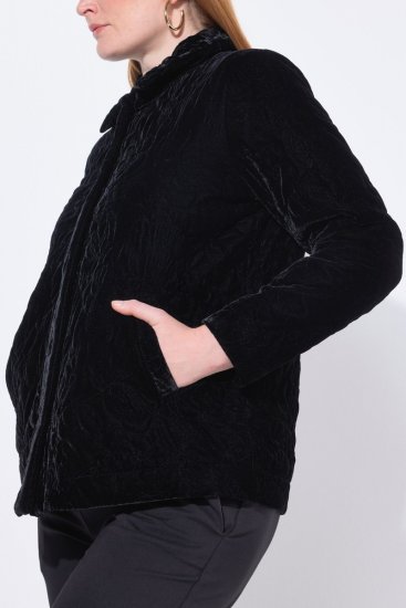 Ulla Popken 843244 Veste en velours Noir - Vestes - Vestes femme grande taille