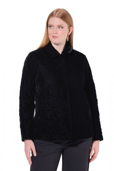 Ulla Popken 843244 Veste en velours Noir - Vestes - Vestes femme grande taille