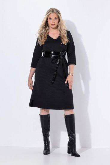 Ulla Popken 843326 Robe sweat à manches 3/4 Noir - Robes sweat - 