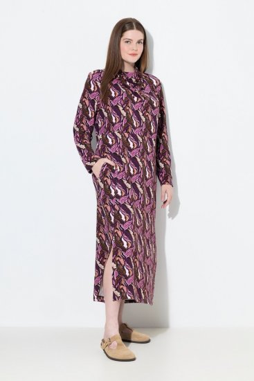 Ulla Popken 843358 Robe sweat imprimée Prune - Robes sweat - 