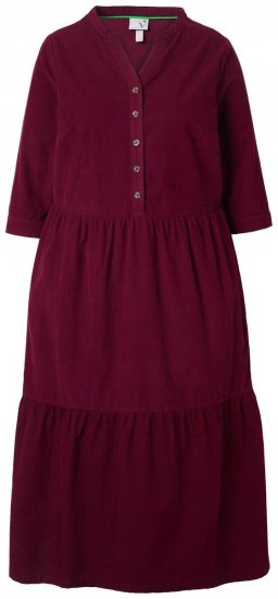 Ulla Popken 843383 Robe en velours côtelé à manches 3/4 Bordeaux - Robes maxi - Robes maxi grande taille