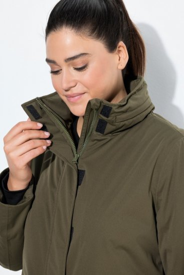 Ulla Popken 843480 Manteau technique HYPRAR bicolore à capuche Vert olive - Manteaux - Manteaux femme grande taille