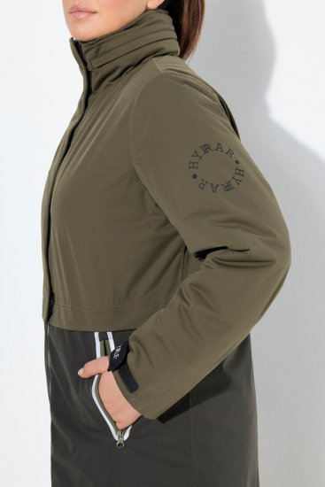 Ulla Popken 843480 Manteau technique HYPRAR bicolore à capuche Vert olive - Manteaux - Manteaux femme grande taille