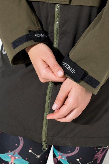 Ulla Popken 843480 Manteau technique HYPRAR bicolore à capuche Vert olive - Manteaux - Manteaux femme grande taille