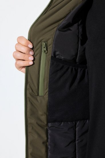 Ulla Popken 843480 Manteau technique HYPRAR bicolore à capuche Vert olive - Manteaux - Manteaux femme grande taille
