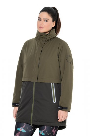 Ulla Popken 843480 Manteau technique HYPRAR bicolore à capuche Vert olive - Manteaux - Manteaux femme grande taille