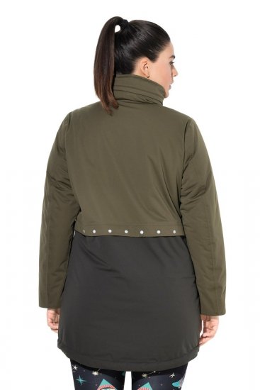 Ulla Popken 843480 Manteau technique HYPRAR bicolore à capuche Vert olive - Manteaux - Manteaux femme grande taille