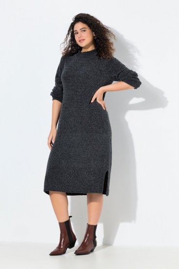 Ulla Popken 843592 Robe à manches longues Anthracite - Robes en maille - 