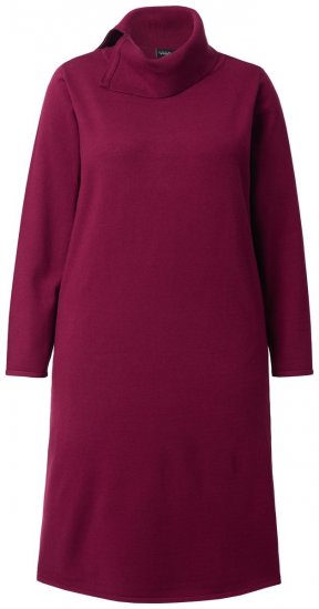Ulla Popken 843627 Robe en maille à manches longues et col roulé Bordeaux - Robes midi - Robes midi grande taille