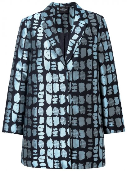 Ulla Popken 843937 Blazer texturé imprimé Bleu marine - Blazers - Blazers grande taille pour femme