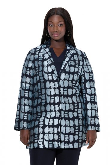 Ulla Popken 843937 Blazer texturé imprimé Bleu marine - Blazers - Blazers grande taille pour femme
