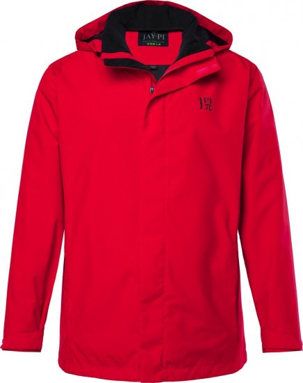 Jay-Pi 844210 Veste de pluie à capuche repliable Rouge salsa - Vestes - Vestes Homme Grandes Tailles