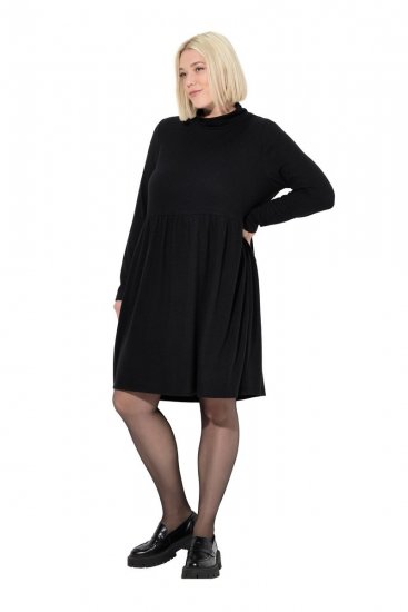 Ulla Popken 844233 Robe en maille à manches longues Noir - Robes en maille - 