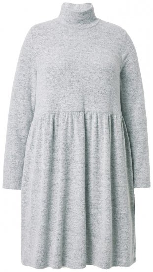 Ulla Popken 844233 Robe en maille à manches longues et col roulé Gris chiné - Robes en maille - 