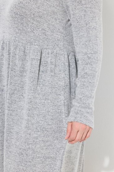 Ulla Popken 844233 Robe en maille à manches longues et col roulé Gris chiné - Robes en maille - 
