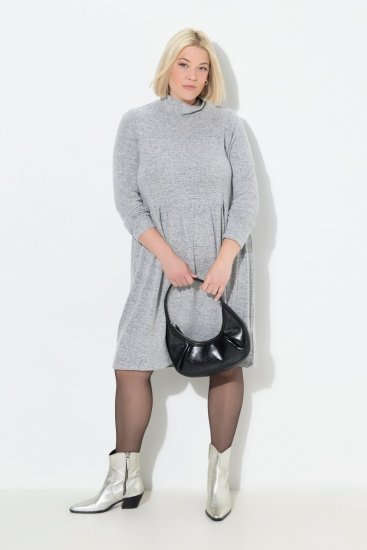 Ulla Popken 844233 Robe en maille à manches longues et col roulé Gris chiné - Robes en maille - 
