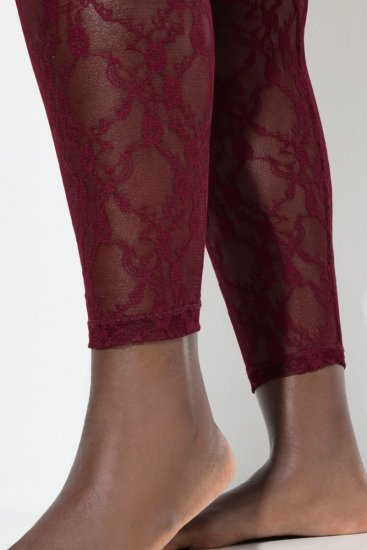 Ulla Popken 844543 Collant en dentelle Bordeaux - Collants & chaussettes - 
