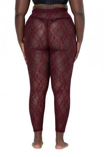 Ulla Popken 844543 Collant en dentelle Bordeaux - Collants & chaussettes - 
