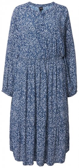 Ulla Popken 844594 Robe mi-longue fleurie Bleu marine - Robes midi - Robes midi grande taille