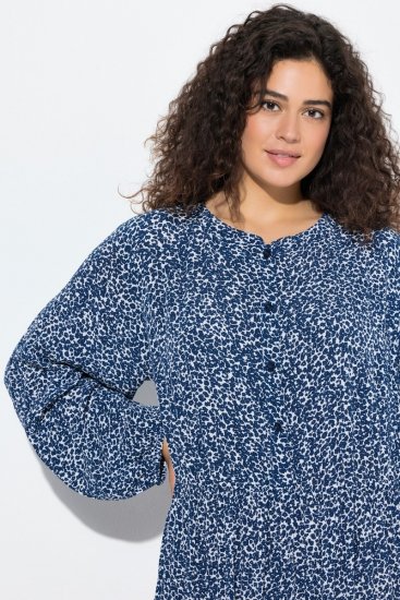 Ulla Popken 844594 Robe mi-longue fleurie Bleu marine - Robes midi - Robes midi grande taille