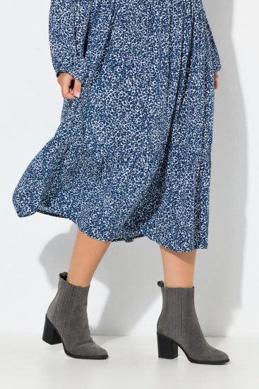 Ulla Popken 844594 Robe mi-longue fleurie Bleu marine - Robes midi - Robes midi grande taille