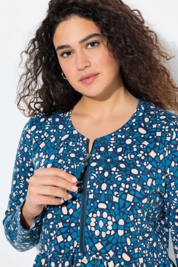 Ulla Popken 844722 Robe sweat imprimée Pétrole - Robes sweat - 