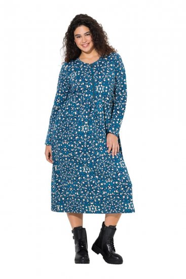Ulla Popken 844722 Robe sweat imprimée Pétrole - Robes sweat - 