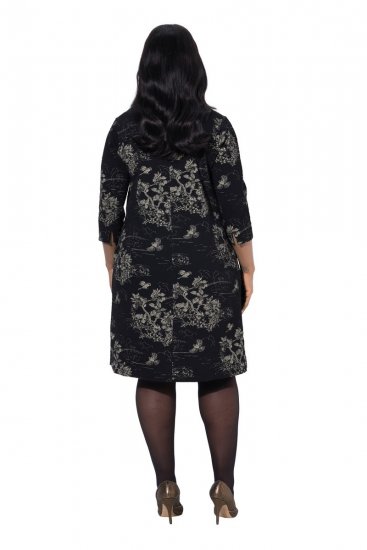 Ulla Popken 844739 Robe à manches 3/4 Noir - Robes midi - Robes midi grande taille