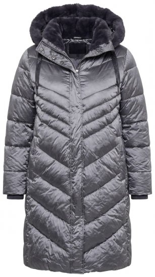 Ulla Popken 844764 Manteau matelassé HYPRAR à reflets métallisés Anthracite - Manteaux - Manteaux femme grande taille