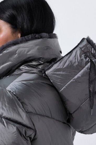 Ulla Popken 844764 Manteau matelassé HYPRAR à reflets métallisés Anthracite - Manteaux - Manteaux femme grande taille