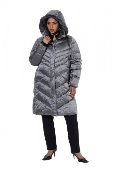 Ulla Popken 844764 Manteau matelassé HYPRAR à reflets métallisés Anthracite - Manteaux - Manteaux femme grande taille