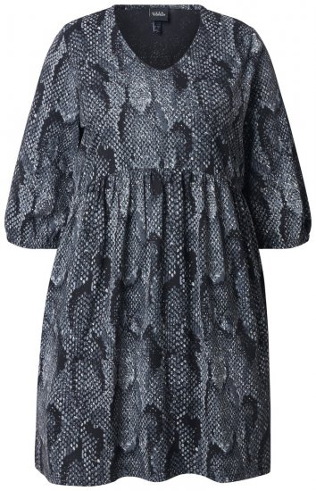 Ulla Popken 844945 Robe en jersey imprimée Noir - Robes en jersey - 