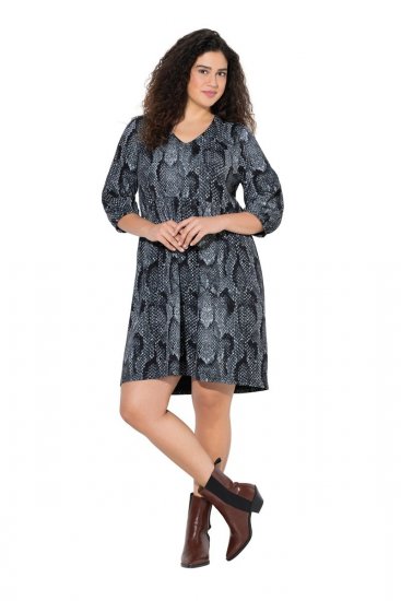 Ulla Popken 844945 Robe en jersey imprimée Noir - Robes en jersey - 