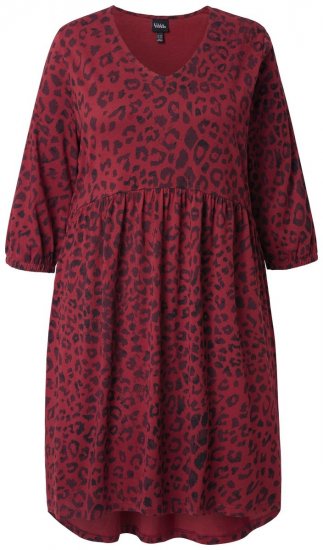 Ulla Popken 844945 Robe en jersey trapèze à col V Prune - Robes en jersey - 