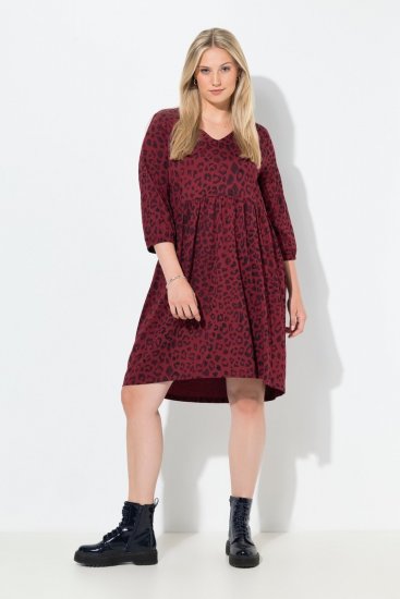 Ulla Popken 844945 Robe en jersey trapèze à col V Prune - Robes en jersey - 