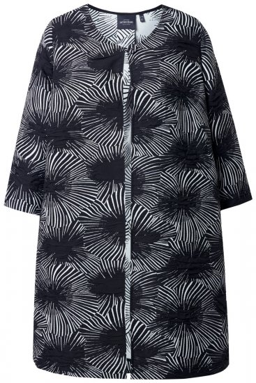 Ulla Popken 844981 Blazer texturé à col rond Noir - Blazers - Blazers grande taille pour femme