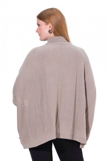Ulla Popken 844996 Poncho côtelé en mérinos col roulé Marron clair - Ponchos & capes - 