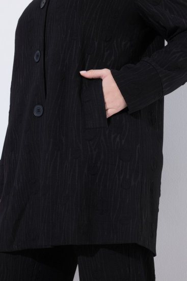 Ulla Popken 845026 Surchemise à texture zébrée Noir - Vestes - Vestes femme grande taille