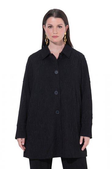 Ulla Popken 845026 Surchemise à texture zébrée Noir - Vestes - Vestes femme grande taille