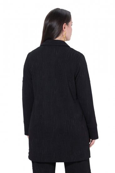 Ulla Popken 845026 Surchemise à texture zébrée Noir - Vestes - Vestes femme grande taille