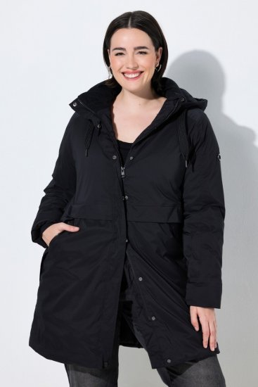 Ulla Popken 845111 Parka Noir - Manteaux - Manteaux femme grande taille