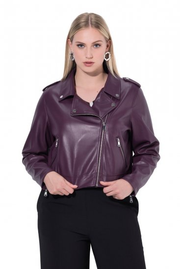 Ulla Popken 845121 Veste biker en similicuir Prune - Vestes - Vestes femme grande taille