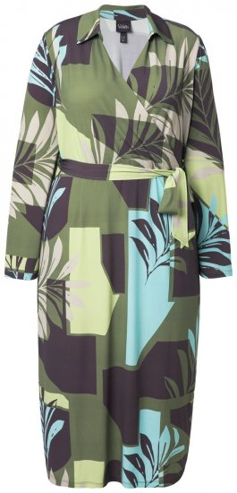 Ulla Popken 845122 Robe mi-longue imprimée à poches Turquoise - Robes midi - Robes midi grande taille