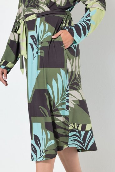 Ulla Popken 845122 Robe mi-longue imprimée à poches Turquoise - Robes midi - Robes midi grande taille