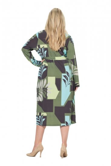 Ulla Popken 845122 Robe mi-longue imprimée à poches Turquoise - Robes midi - Robes midi grande taille