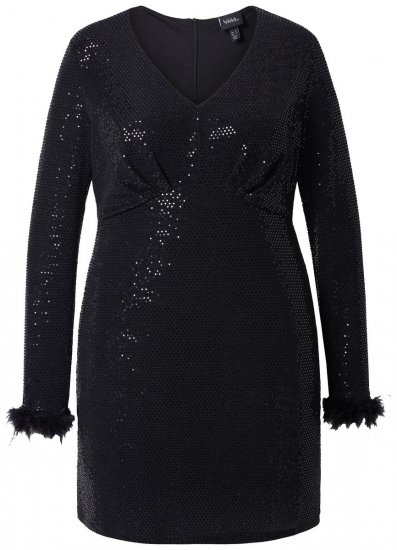 Ulla Popken 845145 Robe à sequins Noir - Robes de soirée - Robes de soirée grande taille