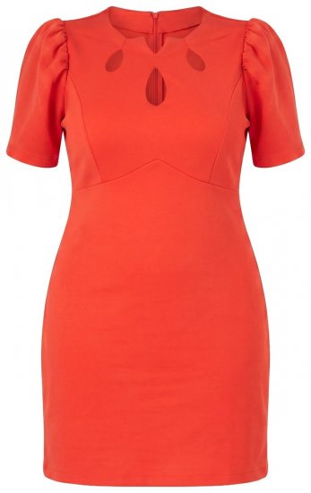 Ulla Popken 845150 Robe moulante à manches courtes Rouge - Robes - Robes pour toutes les tailles