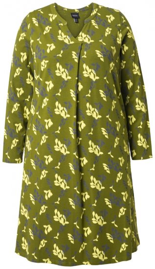 Ulla Popken 845190 Robe en jersey fleurie Turquoise - Robes en jersey - 