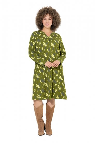 Ulla Popken 845190 Robe en jersey fleurie Turquoise - Robes en jersey - 