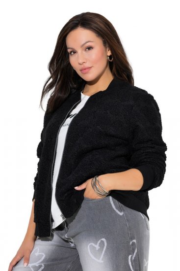 Ulla Popken 845262 Veste teddy Noir - Vestes - Vestes femme grande taille